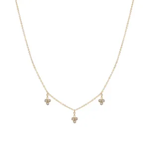 3 DIAMOND CLUSTER DROP NECKLACE