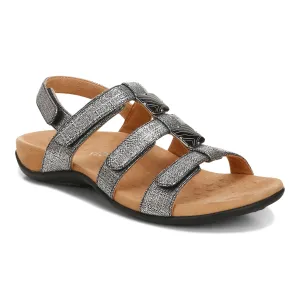 Black Metallic Amber Adjustable Sandal by Vionic