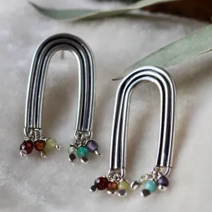 Talismans Of Hope Rainbow Silver Post Earrings