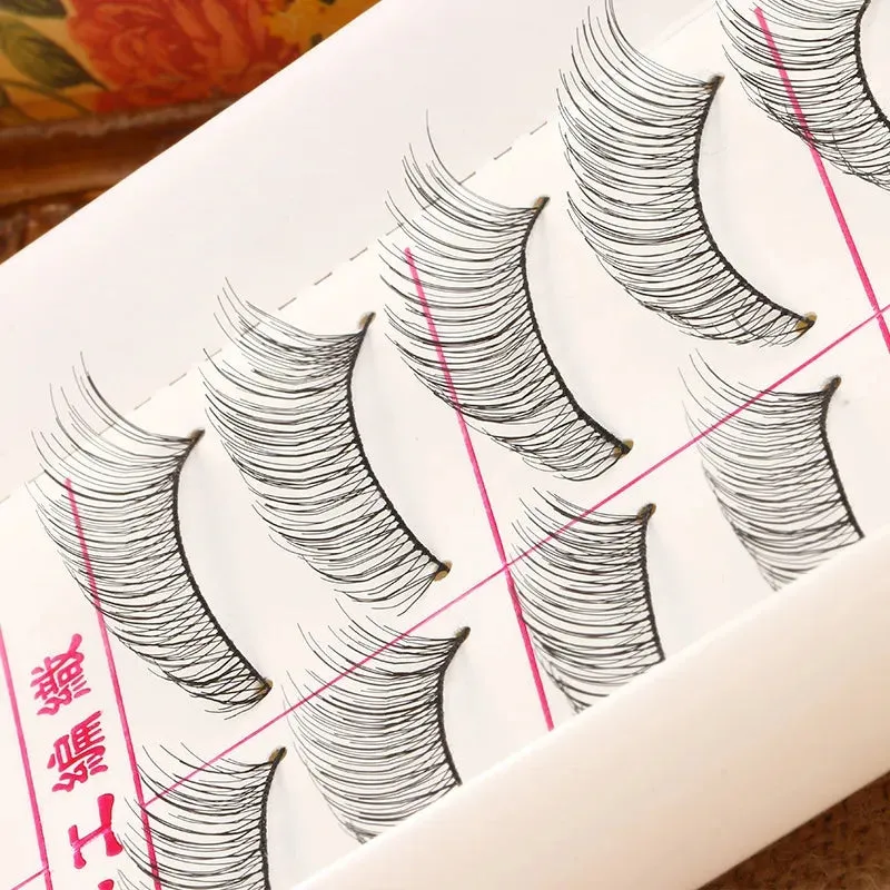 10 Pairs Cotton Stalk Eyelash Soft Black Fiber Reusable Lashes Nature Party Makeup Lashes