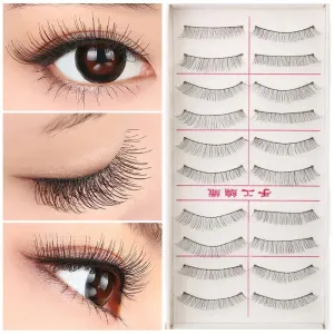 10 Pairs Cotton Stalk Eyelash Soft Black Fiber Reusable Lashes Nature Party Makeup Lashes