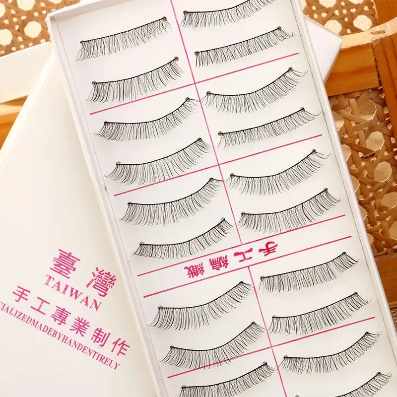 10 Pairs Cotton Stalk Eyelash Soft Black Fiber Reusable Lashes Nature Party Makeup Lashes