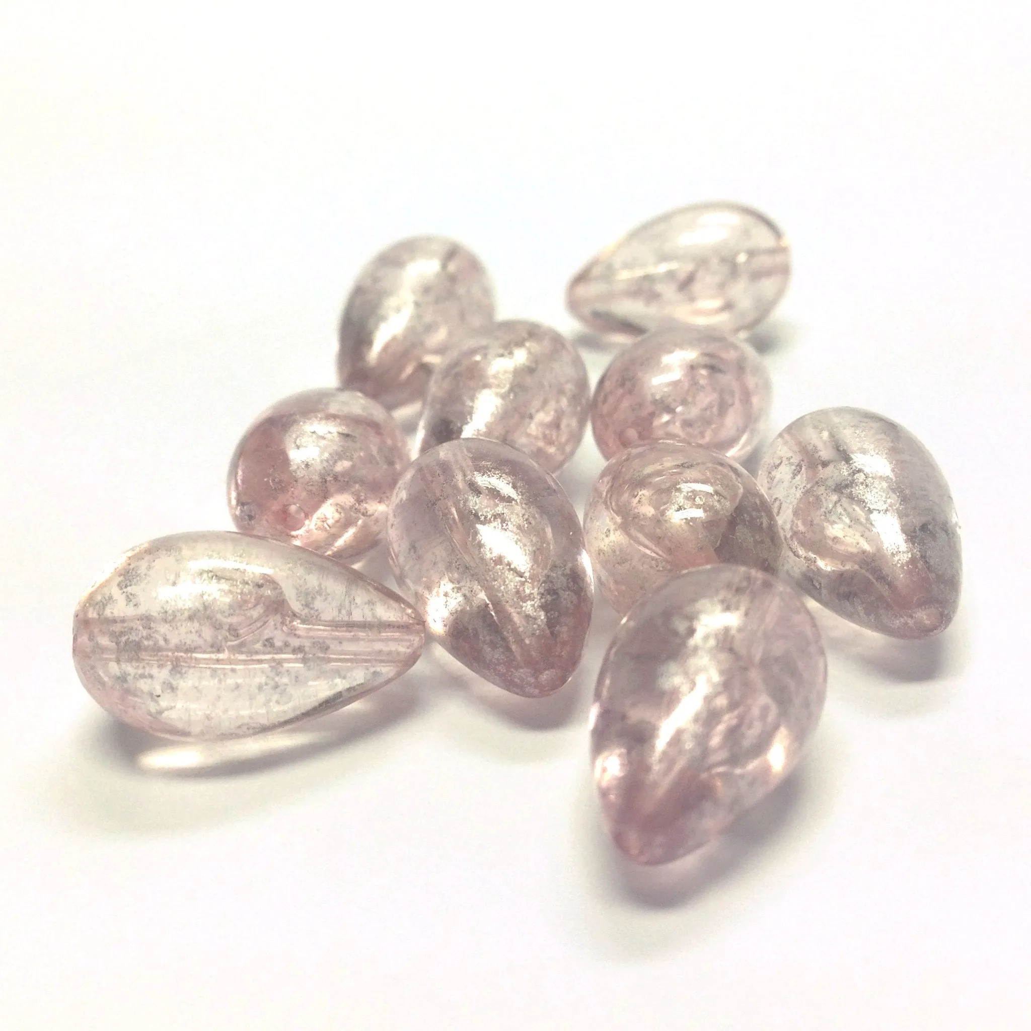 10X17MM Pink"Silver Lace" Pear Beads (36 pieces)