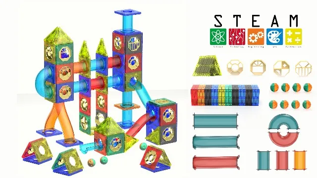 132Pcs Magnetic Tiles Marble Run Building Set for Kids, Marble Run Race Magnet Blocks Toys, Child STEM Learning & Educational Brain Development Toys for Age 6  7 8 9 10 Boys Girls Birthday Xmas Gift