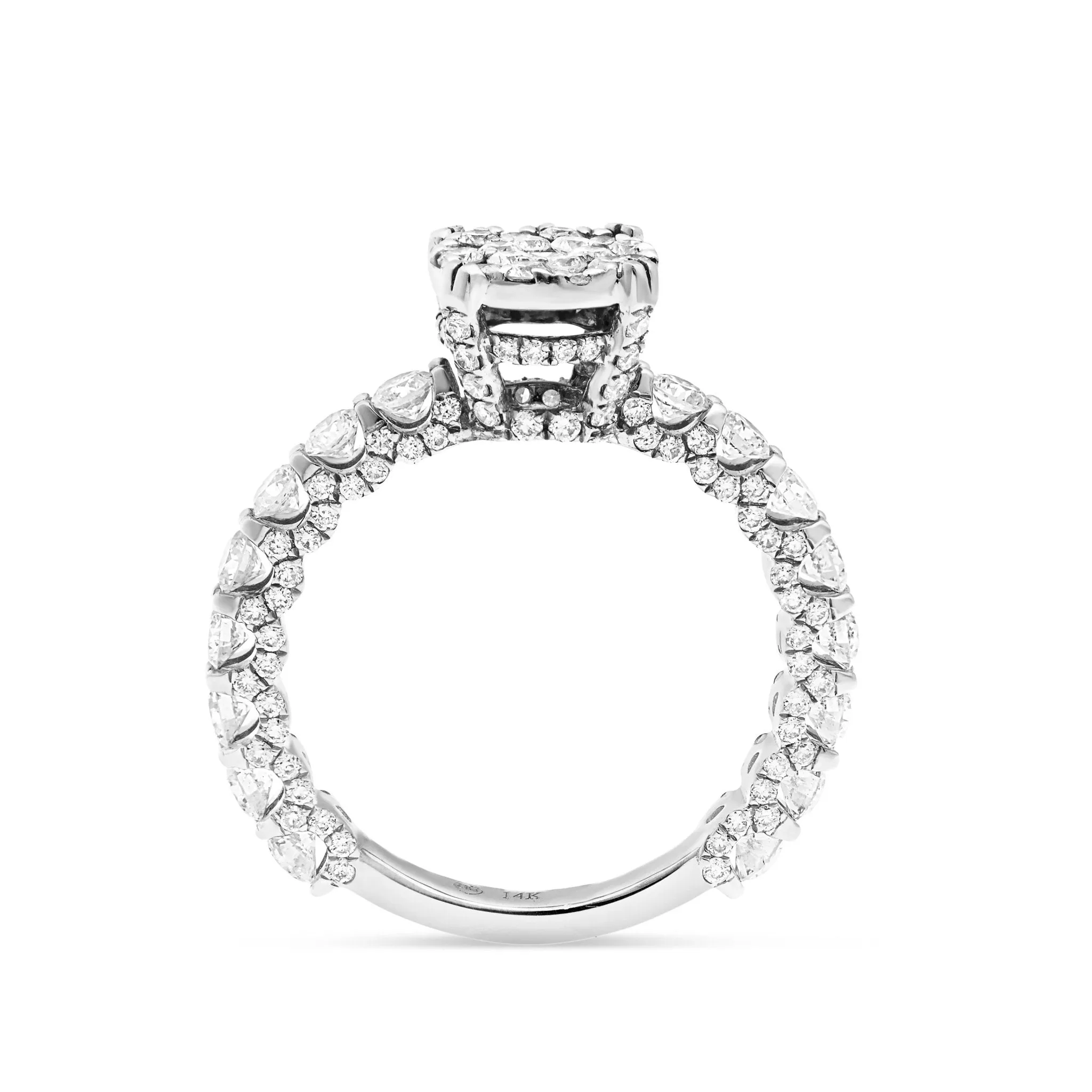 14K Gold 2.0ct Diamond Cluster Engagement Ring