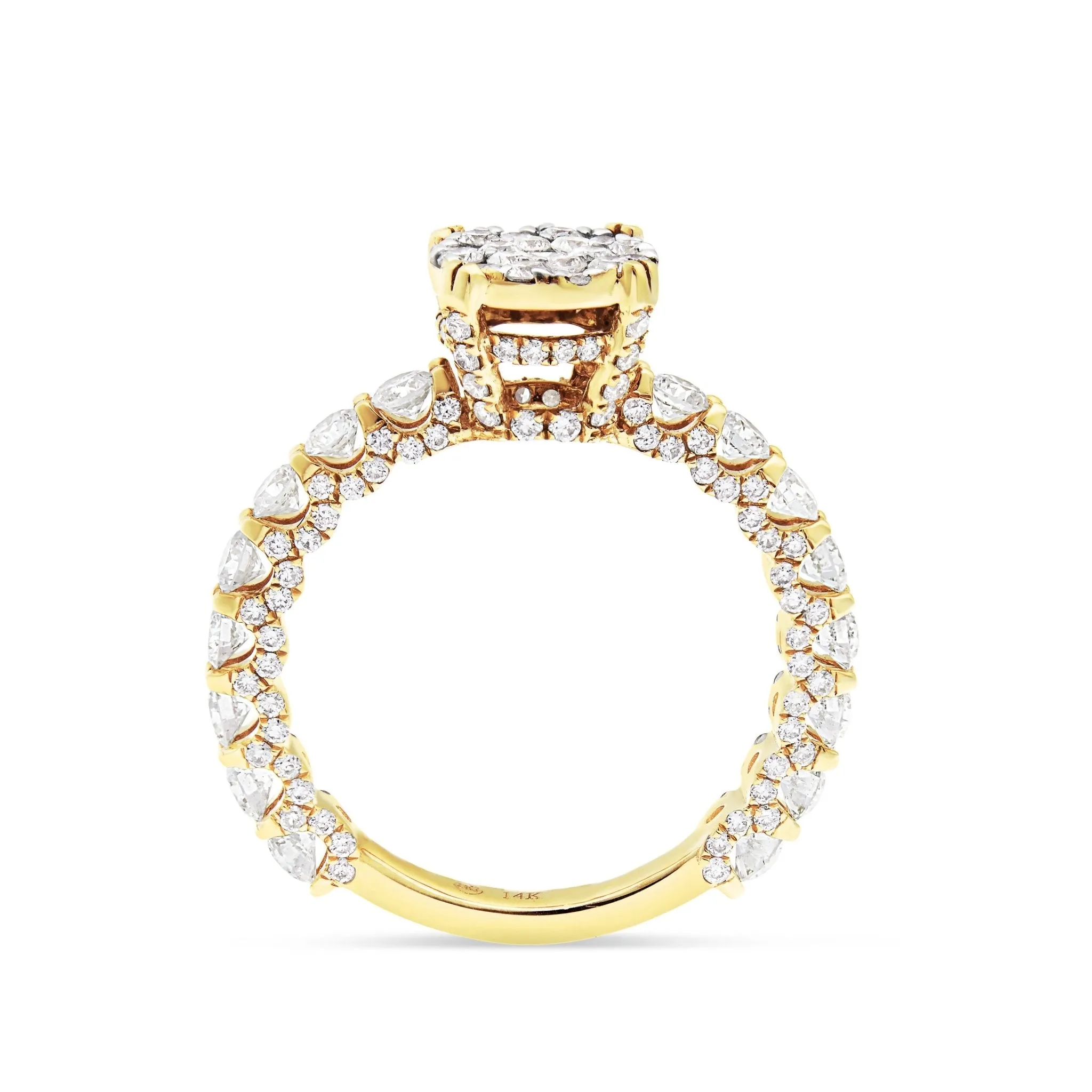 14K Gold 2.0ct Diamond Cluster Engagement Ring