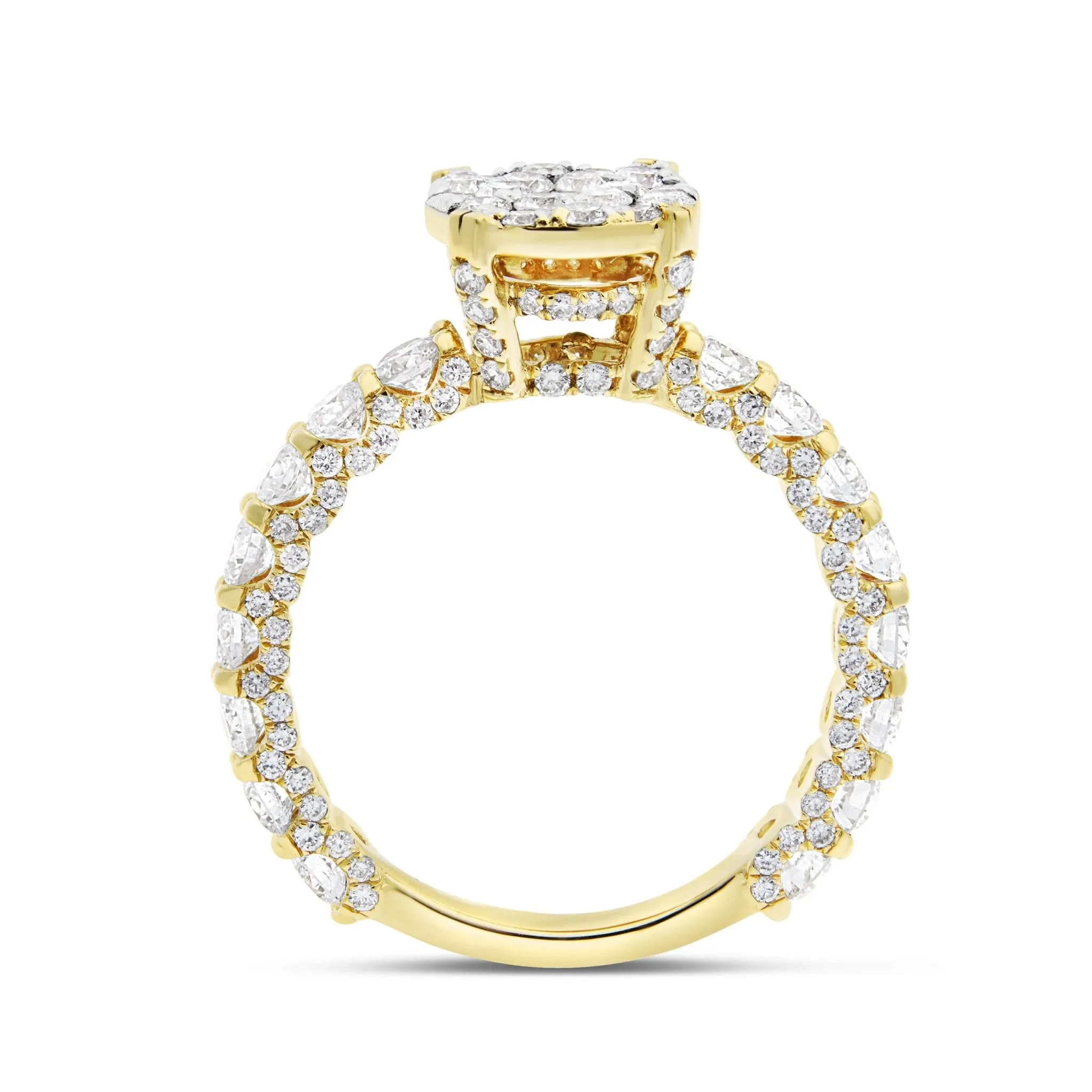 14K Gold 2.35ct Diamond Cluster Engagement Ring