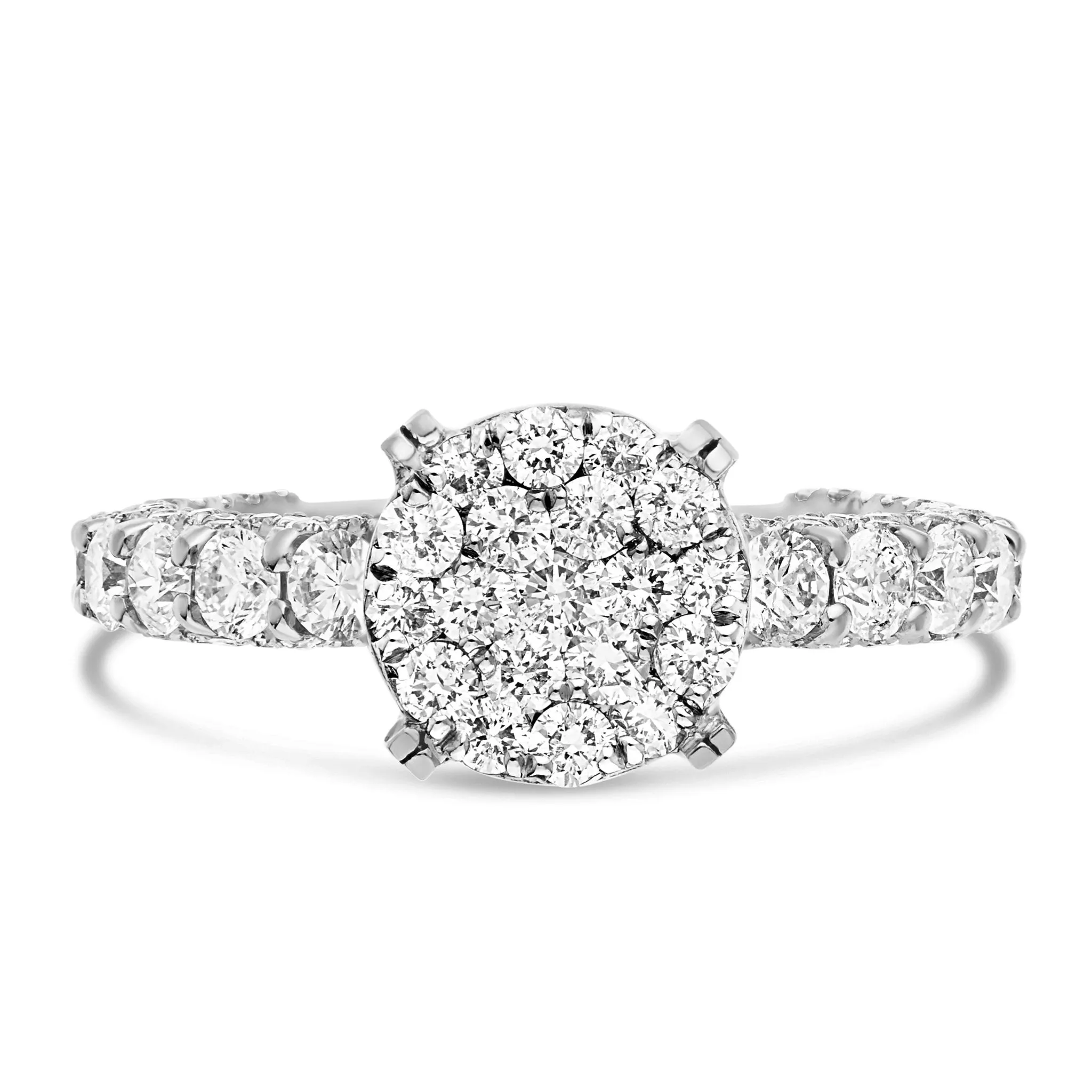 14K Gold 2.35ct Diamond Cluster Engagement Ring