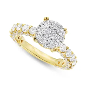 14K Gold 2.35ct Diamond Cluster Engagement Ring