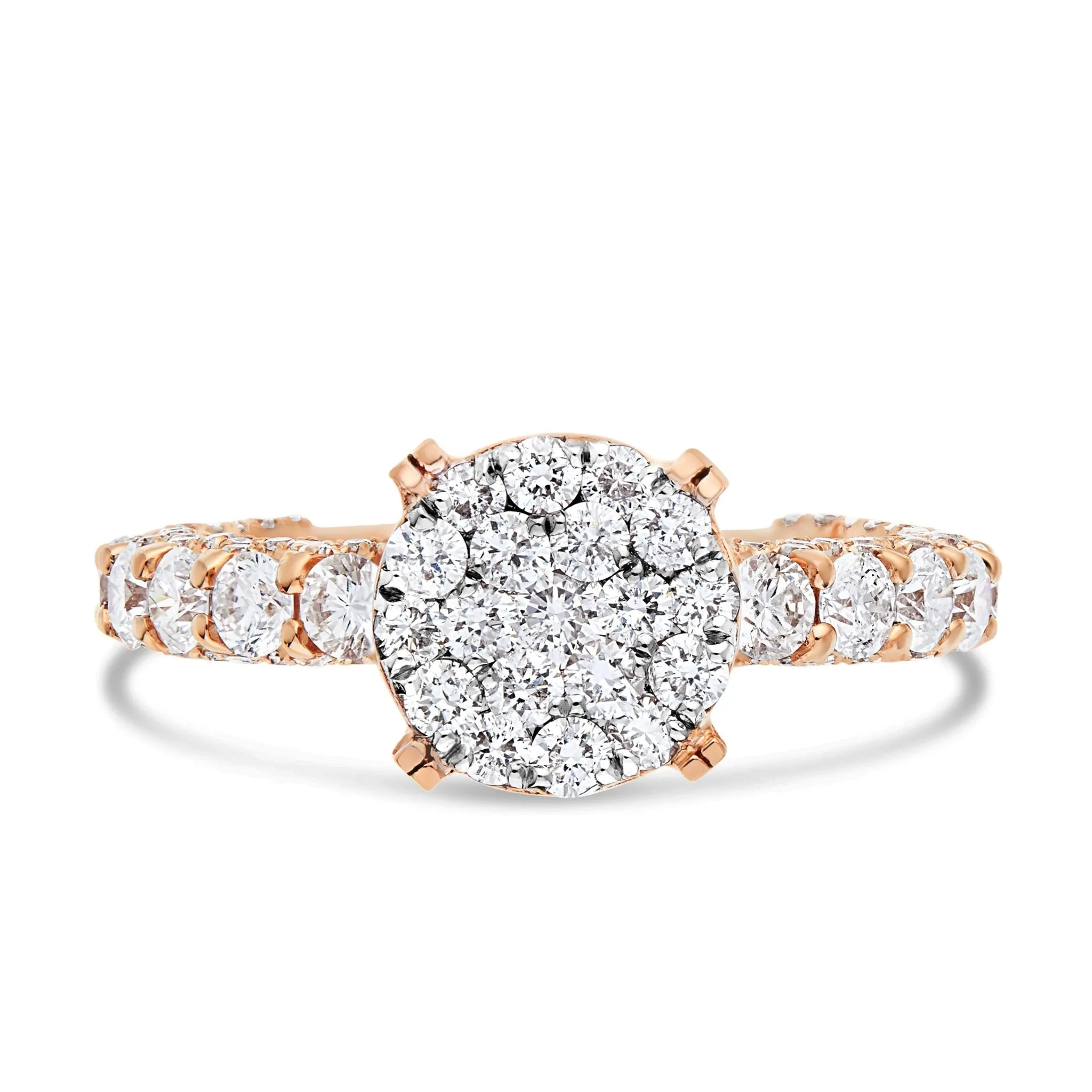 14K Gold 2.35ct Diamond Cluster Engagement Ring