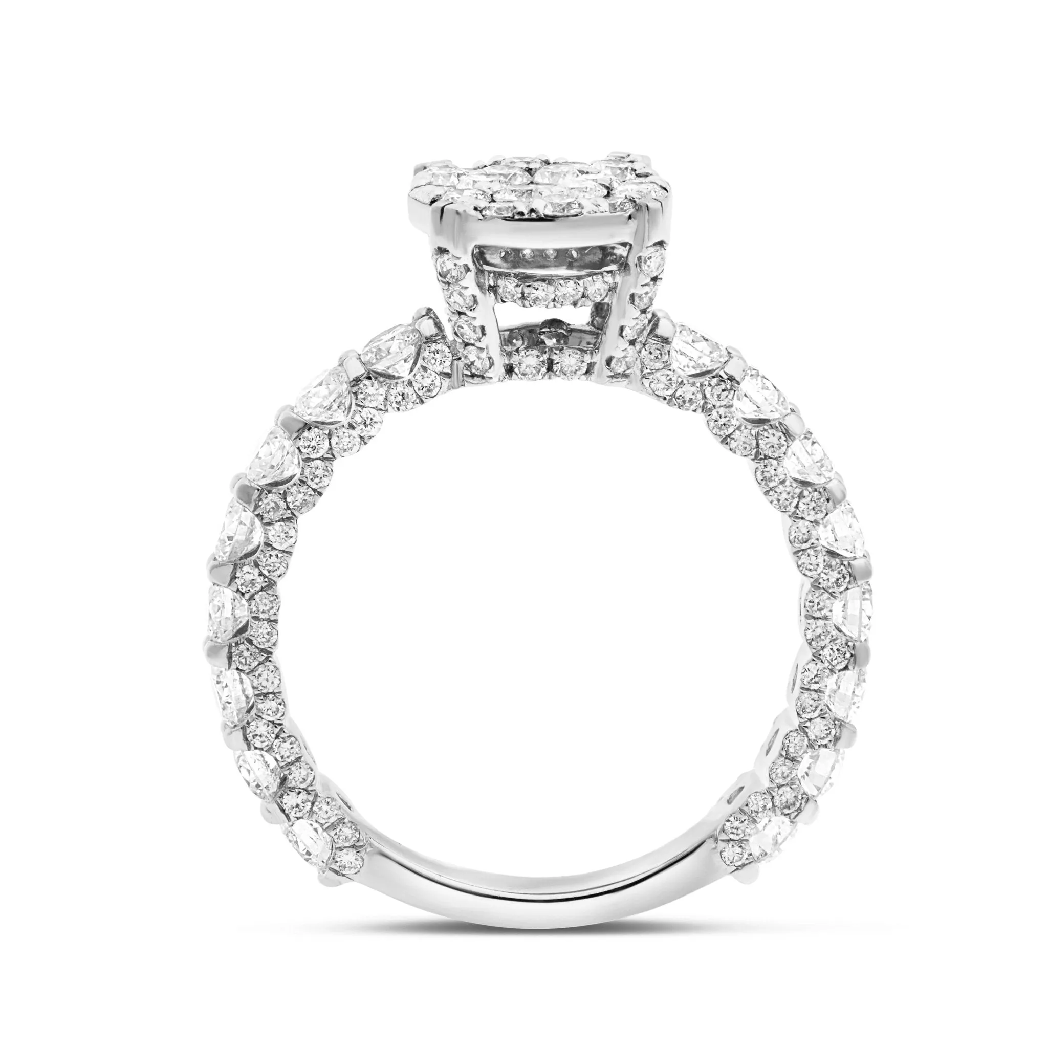 14K Gold 2.35ct Diamond Cluster Engagement Ring