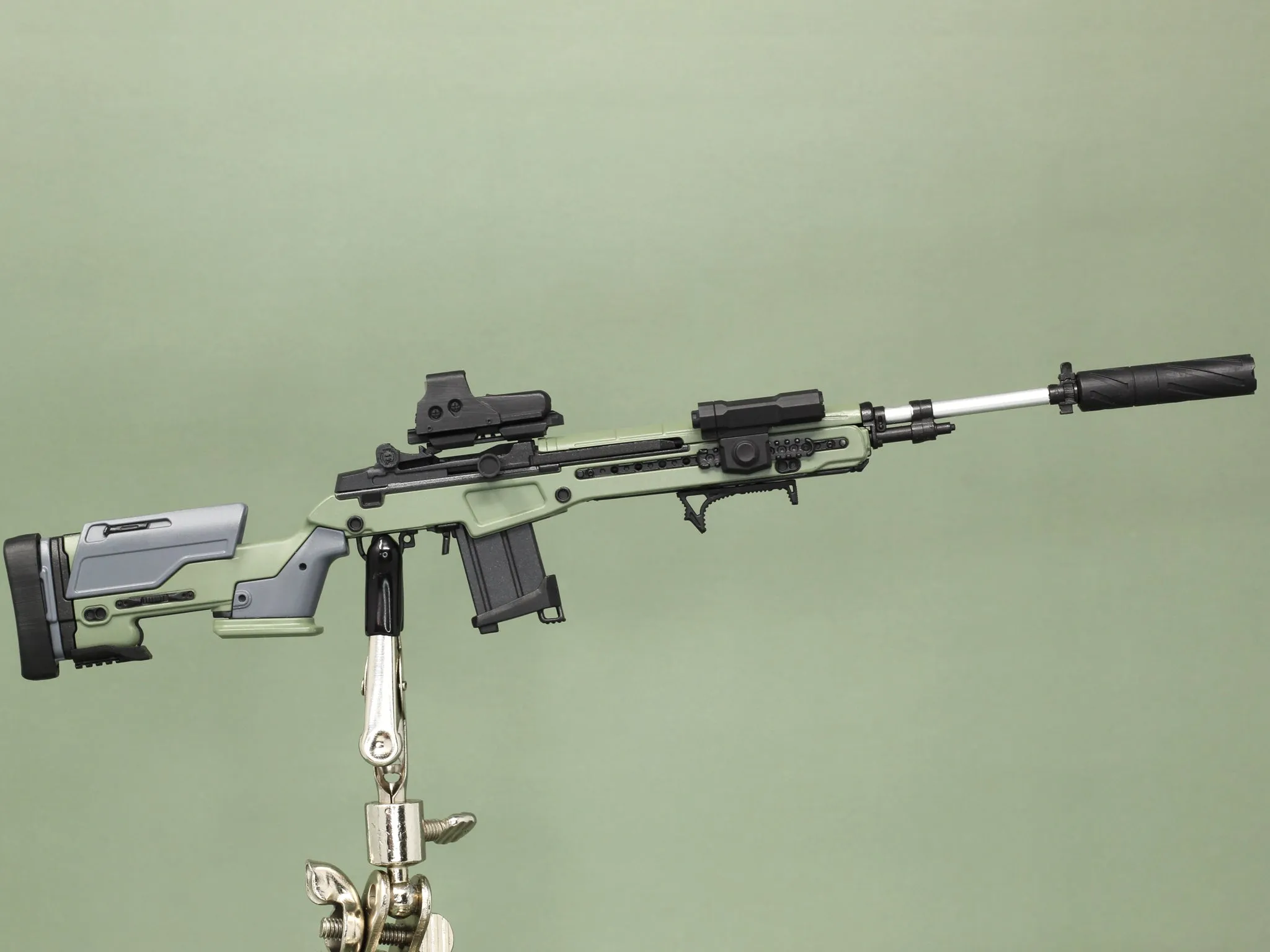 1/6 - Custom - Modular M14 EBR Rifle Set w/Custom Magnetic Attachments (GREEN)