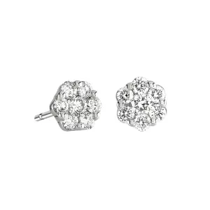 18ct white gold 7 diamond cluster stud earrings