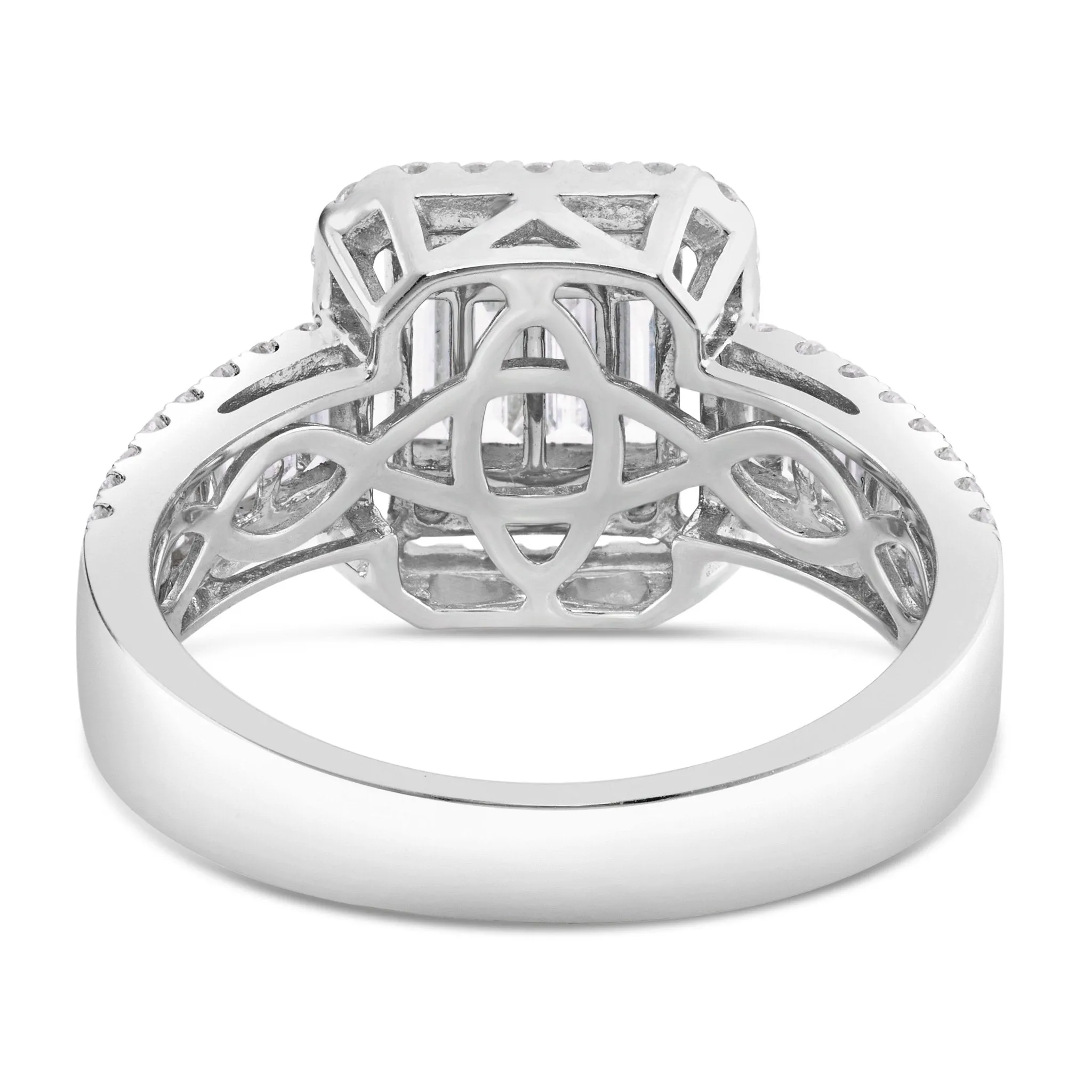 18K White Gold 1.16ct Square Baguette Diamond Cluster Engagement Ring