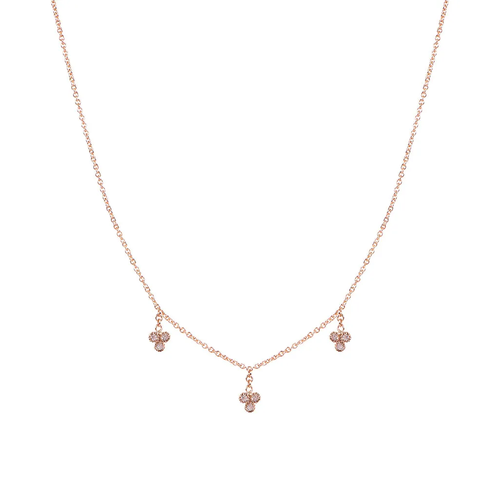 3 DIAMOND CLUSTER DROP NECKLACE