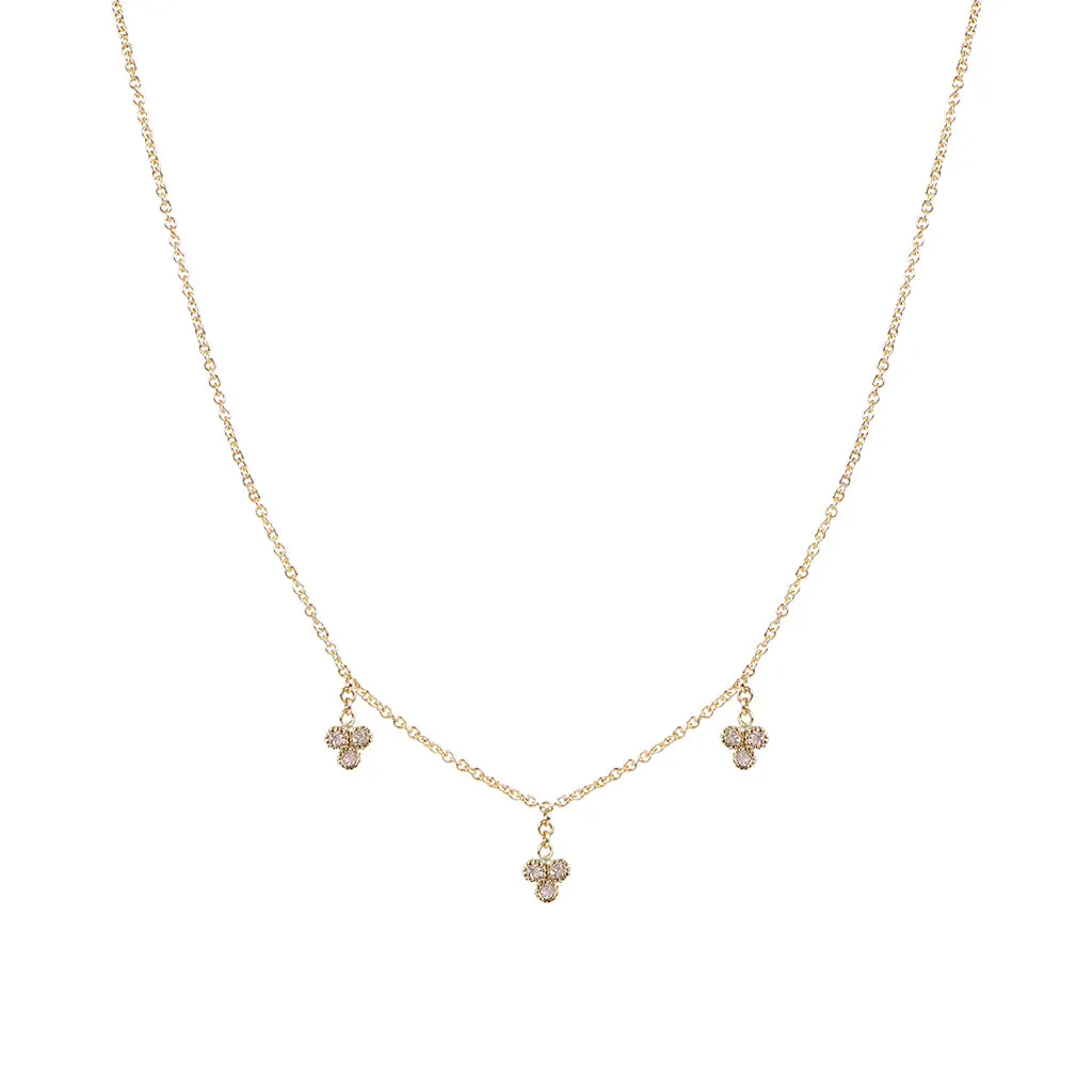 3 DIAMOND CLUSTER DROP NECKLACE