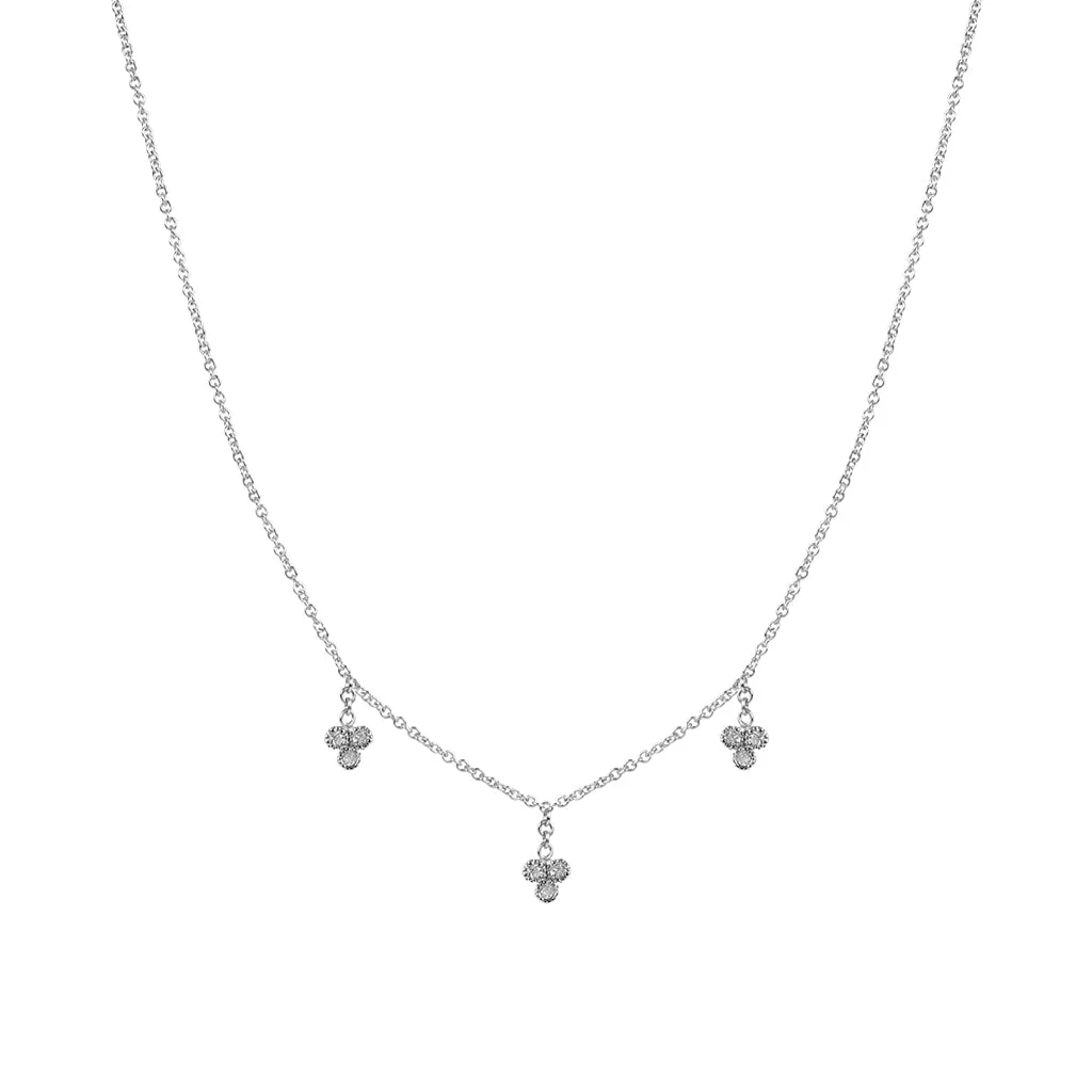 3 DIAMOND CLUSTER DROP NECKLACE