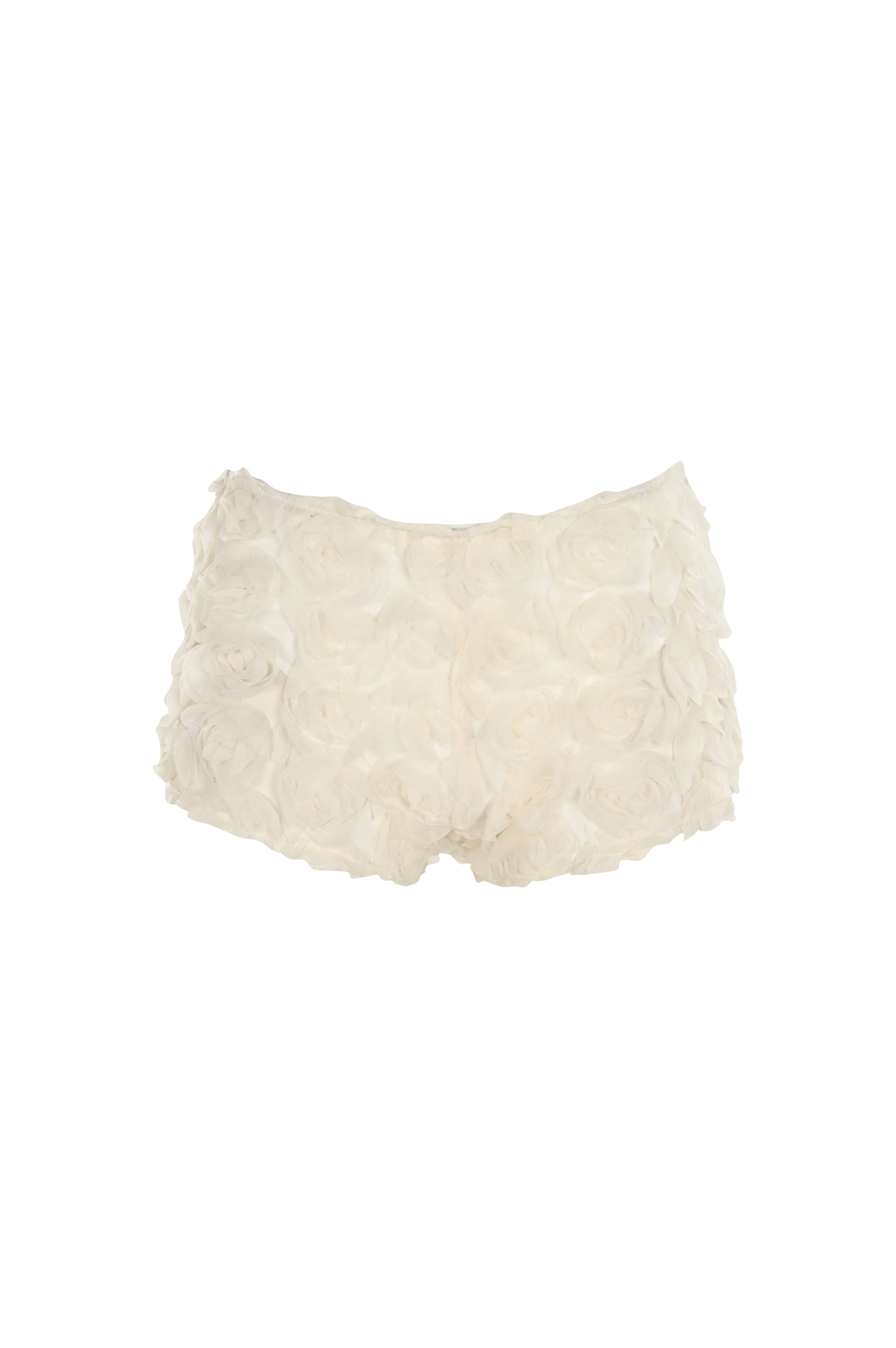 3D Flower Detailed Ivory Shorts