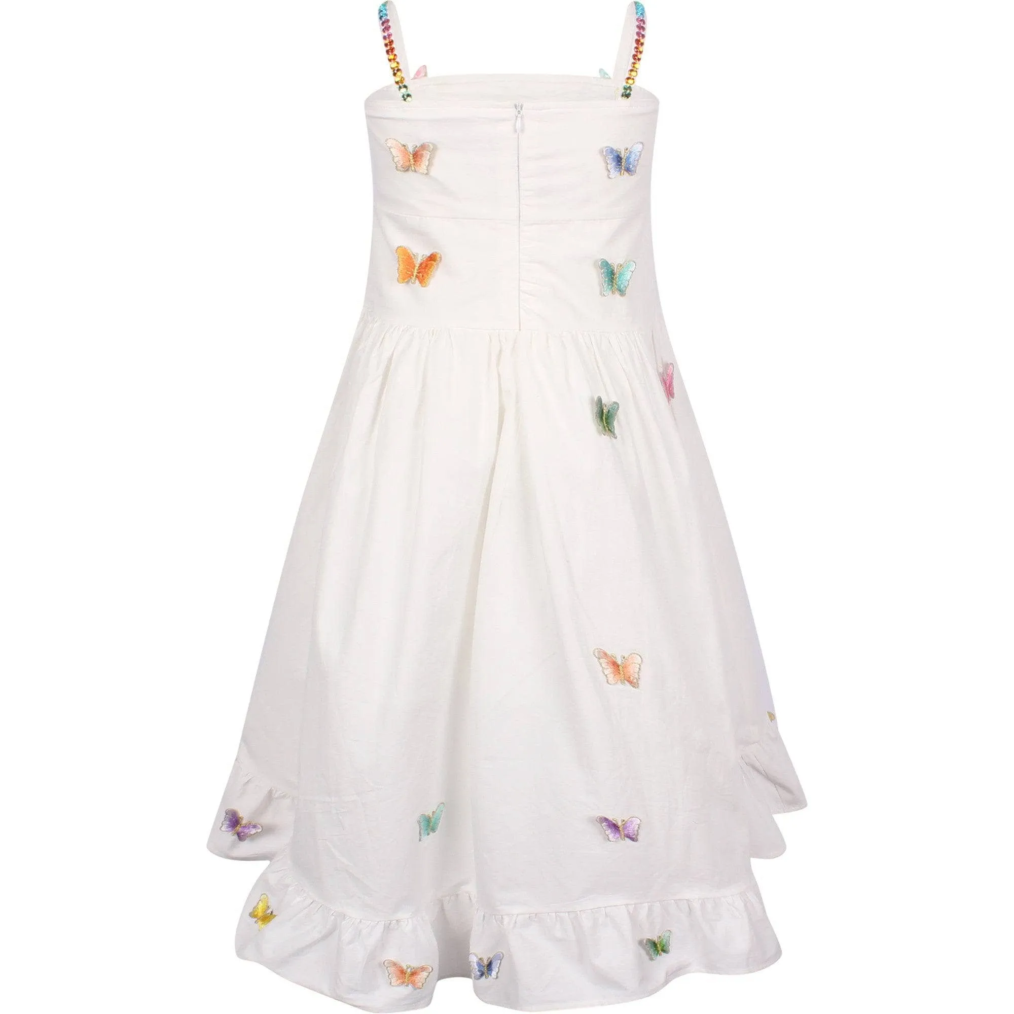 3D Rainbow Butterfly High Low Dress