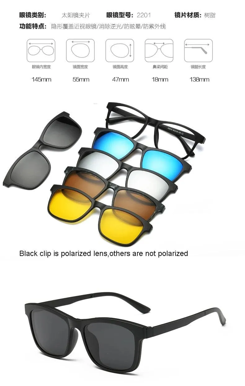 5-in-1 Magnetic Polarized Sunglasses