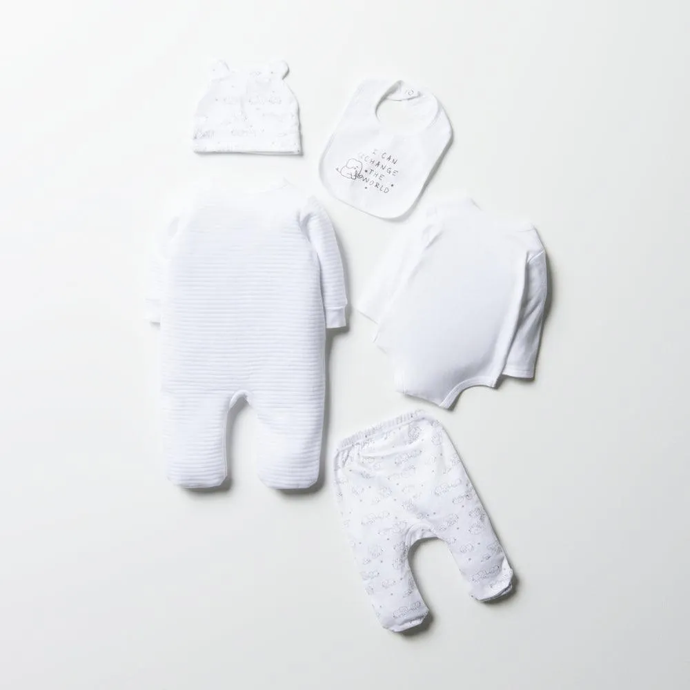 5 Piece Elephant Set White