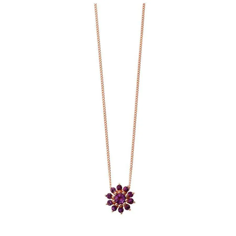 9ct Rose Gold Amethyst Flower Cluster Pendant