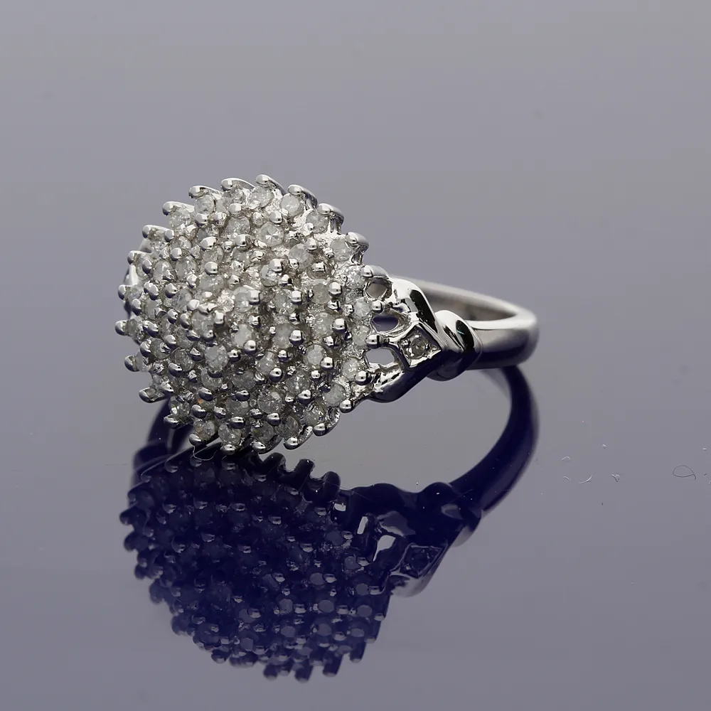 9ct White Gold Diamond Cluster Ring