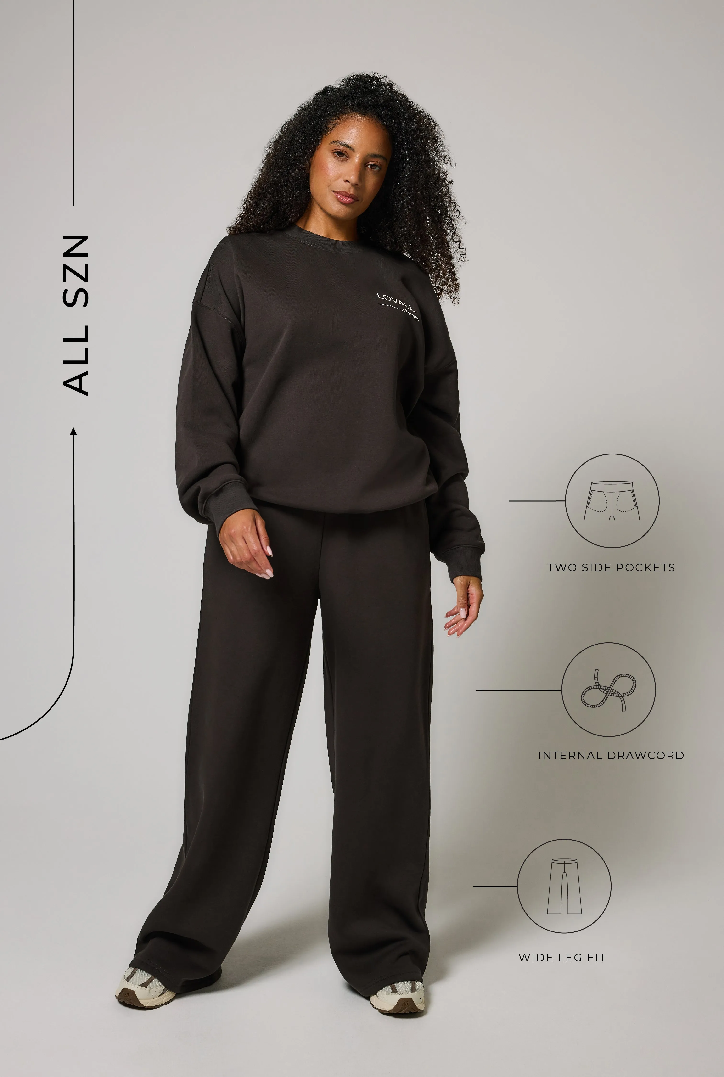 ALL SZN Organic Wide Leg Jogger - Black Coffee