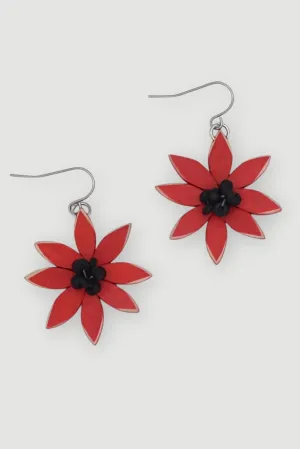 Amaya Flower Earrings - Red