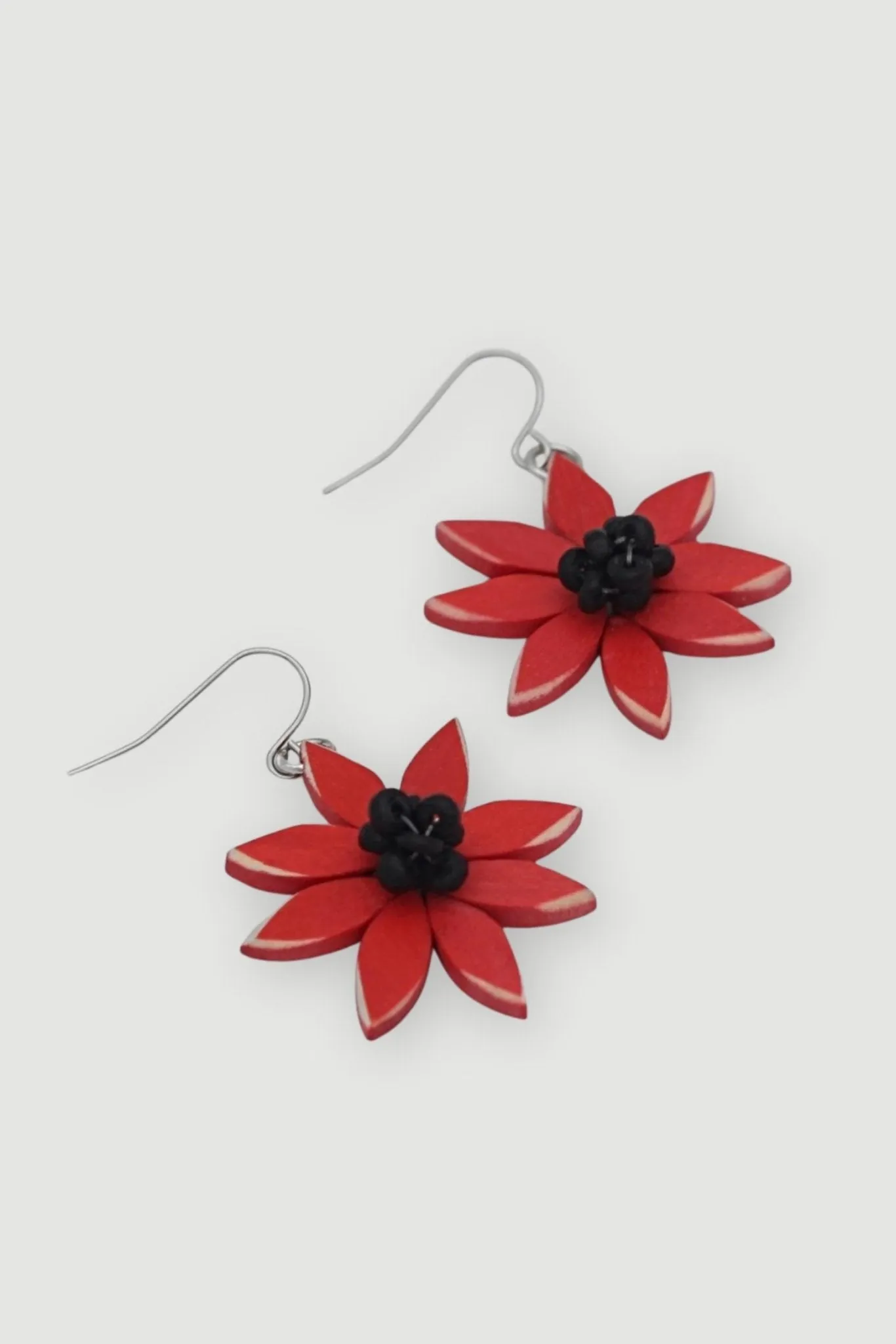 Amaya Flower Earrings - Red