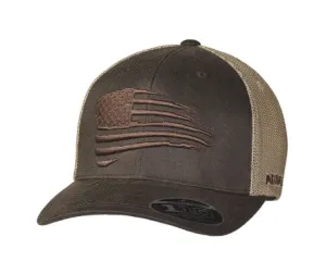 Ariat Men's USA Flag Oil Skin Trucker Cap in Brown/Beige