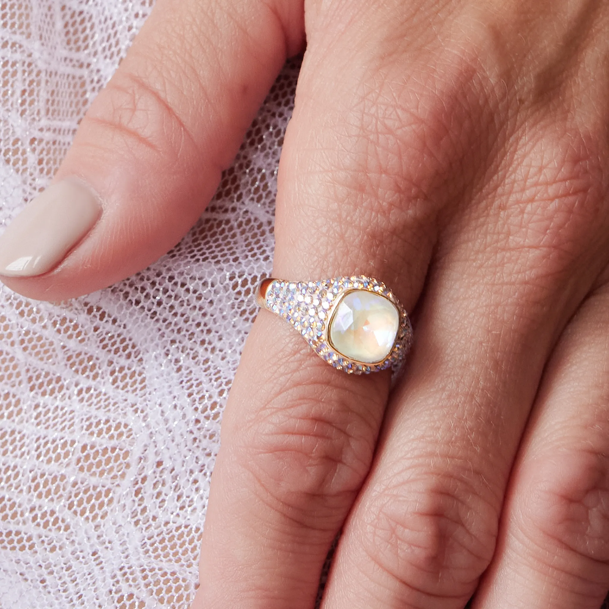 Ballet Slipper Sparkle Cushion Ring