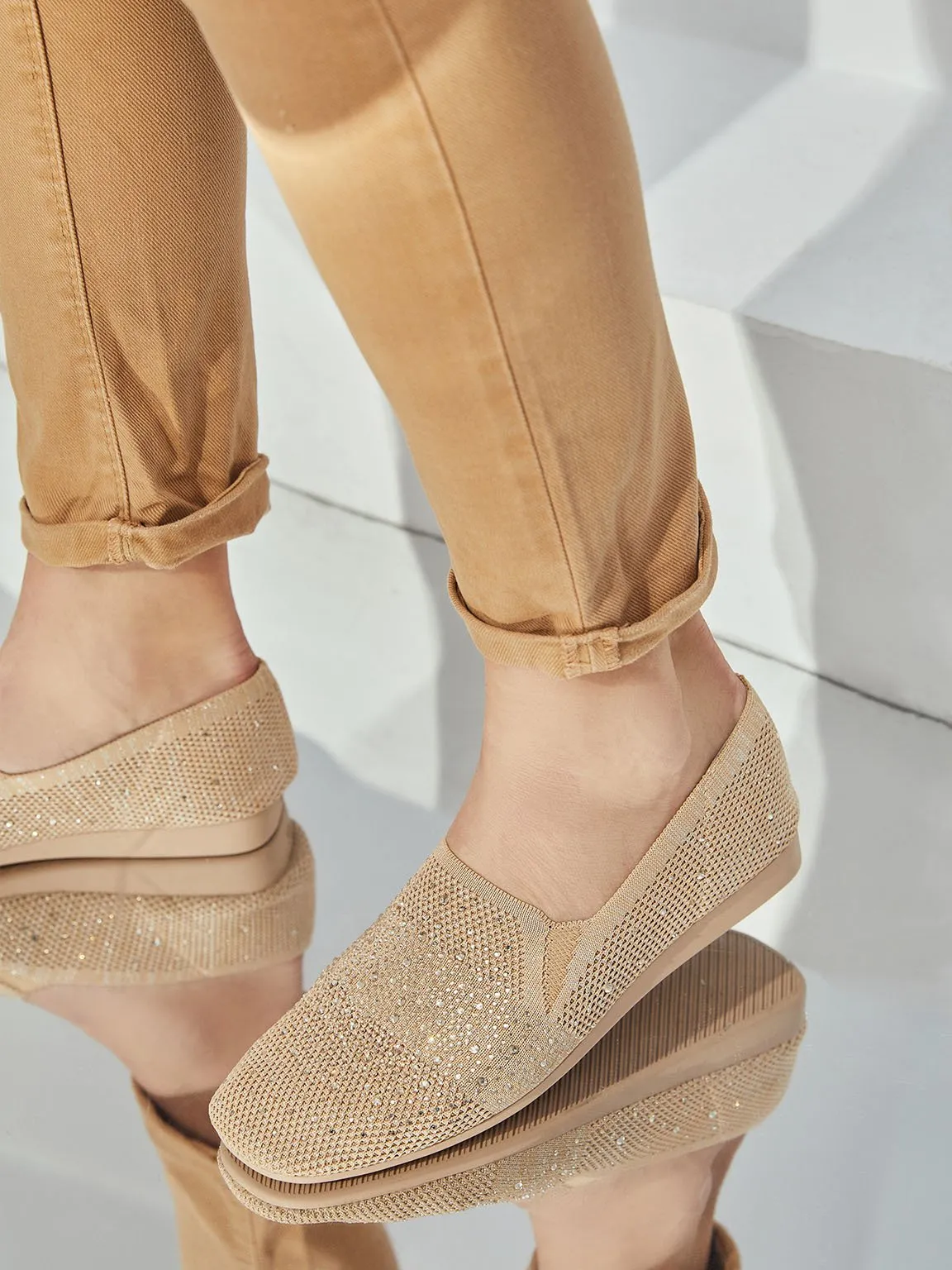 Basic Instinct Crystals Slip-on Flats