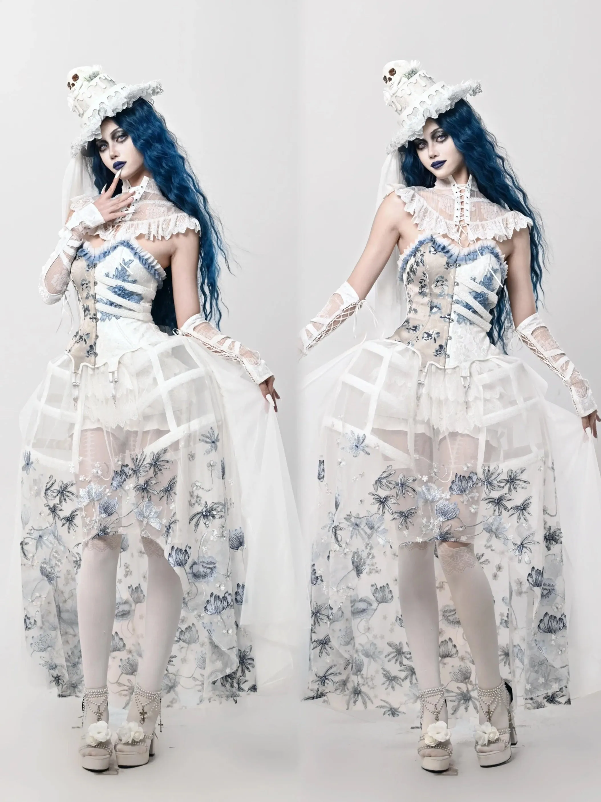 [Blood Supply] Corpse Bride Cape With Spine Outer Skirt