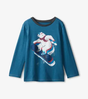 Boys Snowboarding Polar Bear Long Sleeve T-Shirt | Hatley