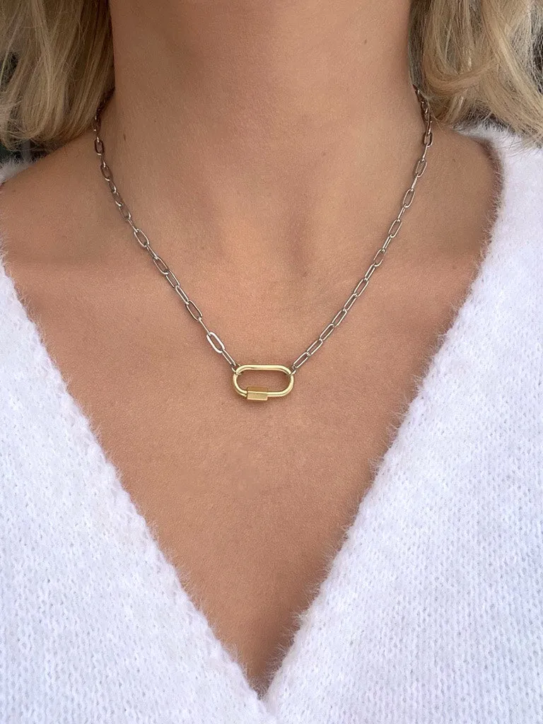 Clingy Carabiner Necklace- Mixed Metals