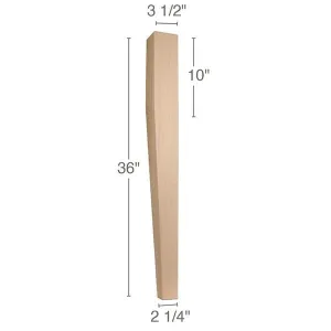 Contemporary 2 sided Tapered Square Island Column, 3  1/2"sq. x 36"h