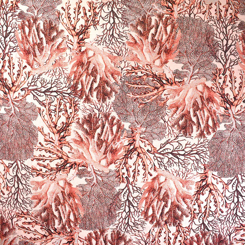 Designer Branching Coral Collage Rayon Challis Blush/Coral