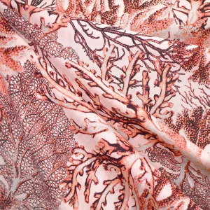 Designer Branching Coral Collage Rayon Challis Blush/Coral