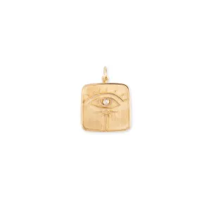 DIAMOND CENTER LASH EYE BURST   LOVE SQUARE TAG CHARM