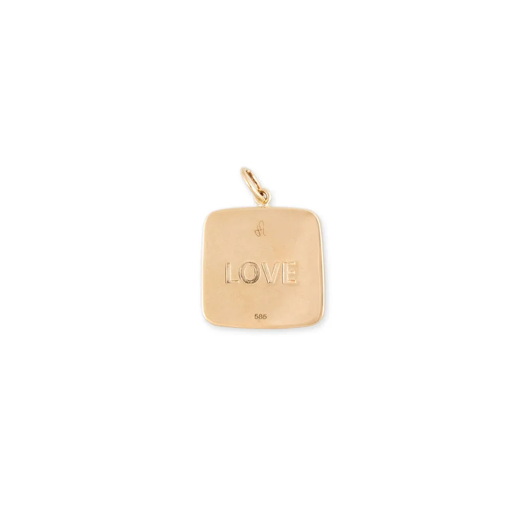 DIAMOND CENTER LASH EYE BURST   LOVE SQUARE TAG CHARM