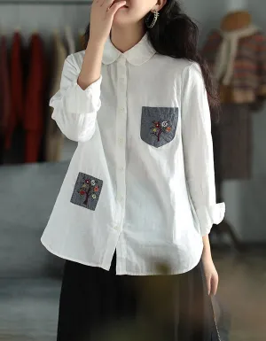 Double-layer Cotton Hand-embroidered Shirt