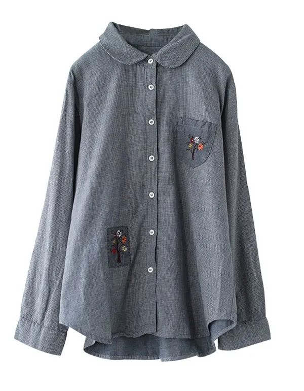 Double-layer Cotton Hand-embroidered Shirt