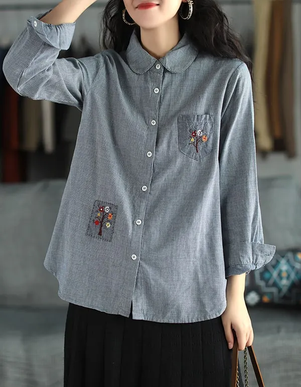 Double-layer Cotton Hand-embroidered Shirt