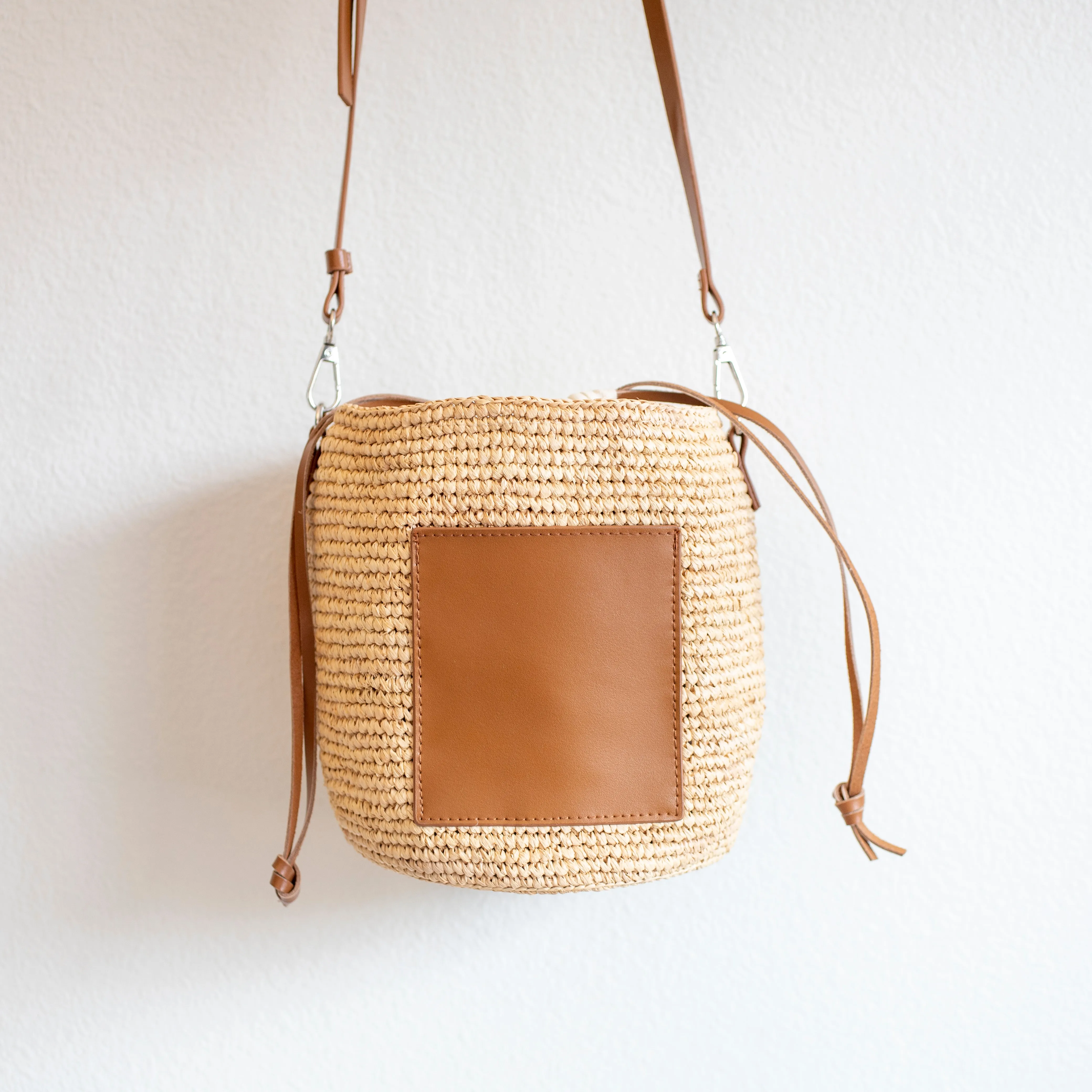 Elena Handbags Women's Raffia Straw Crossbody bucket Bag