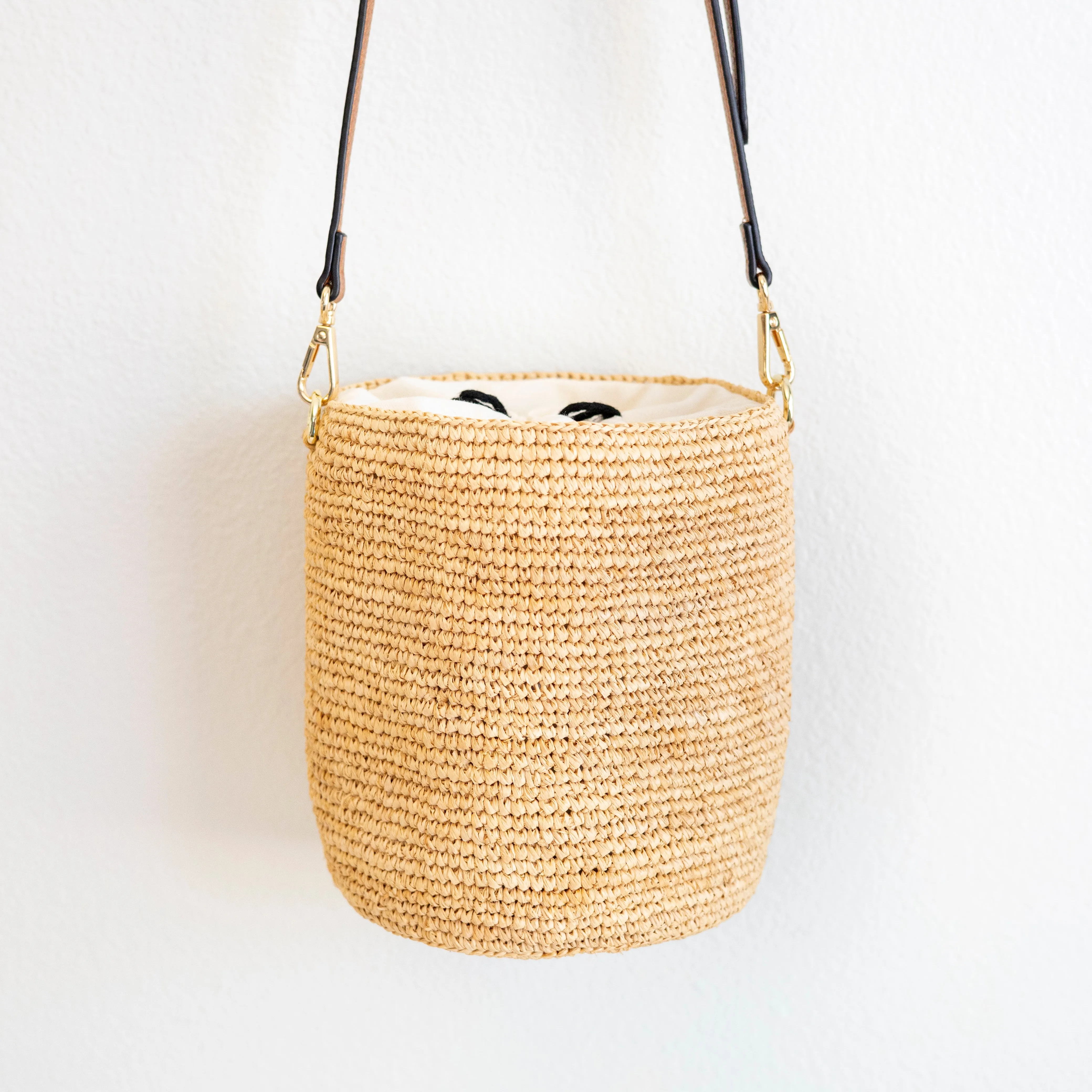 Elena Handbags Women's Raffia Straw Crossbody Bucket Bag