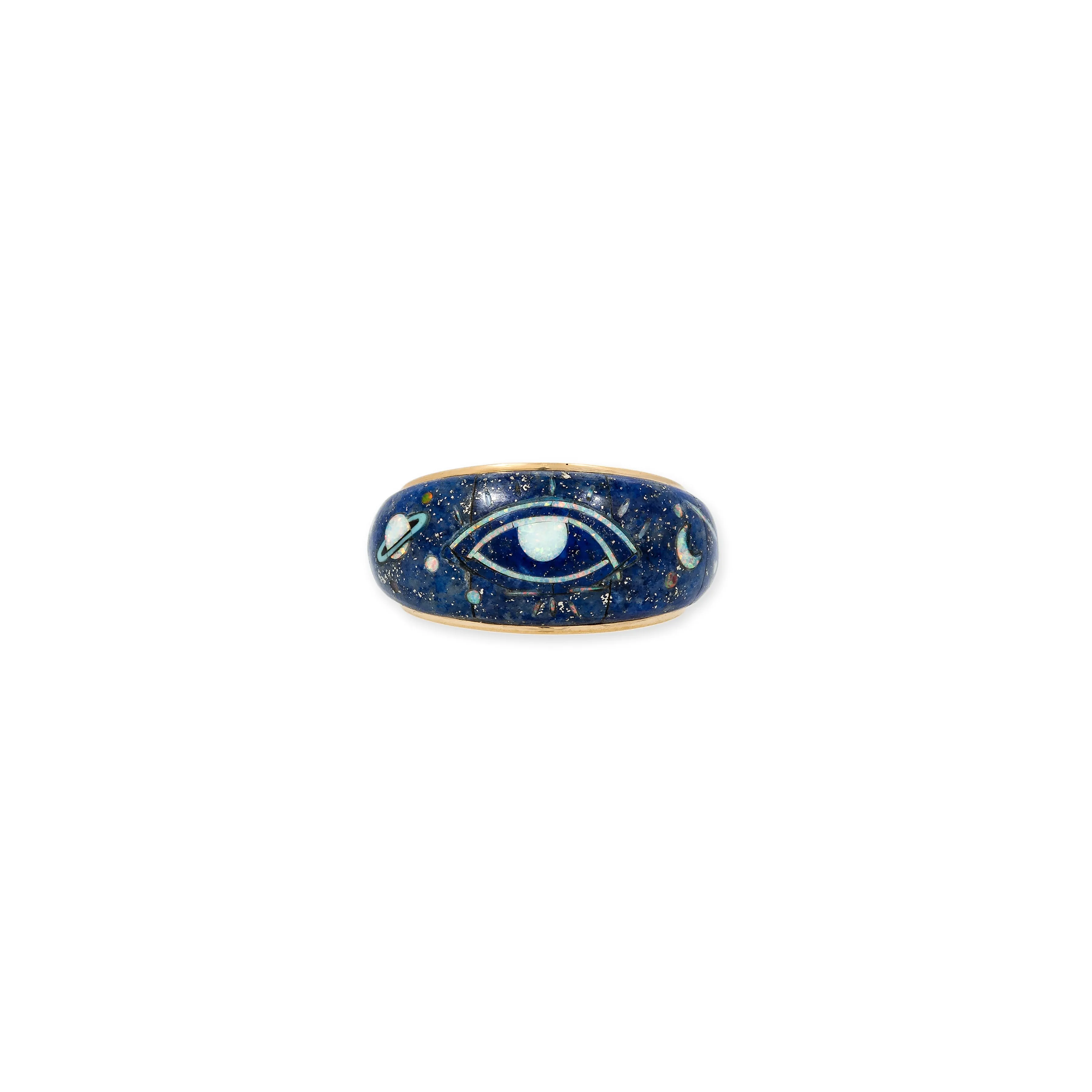 EYE LASH   GALAXY LAPIS OPAL INLAY RING