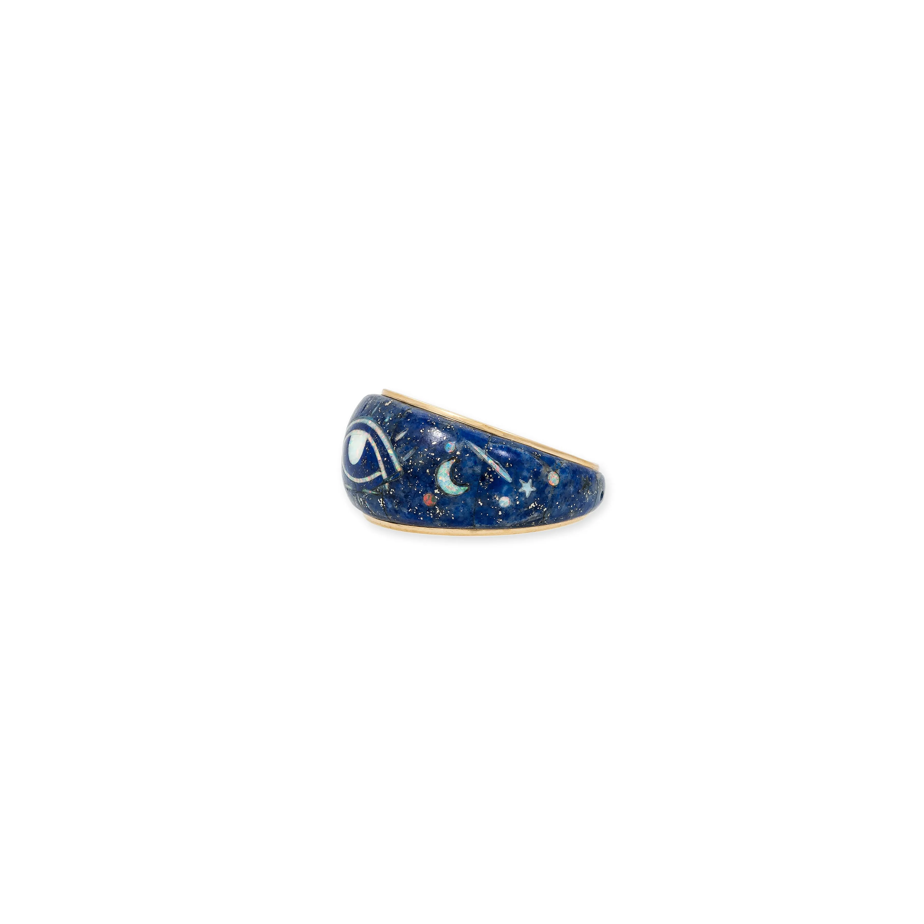 EYE LASH   GALAXY LAPIS OPAL INLAY RING