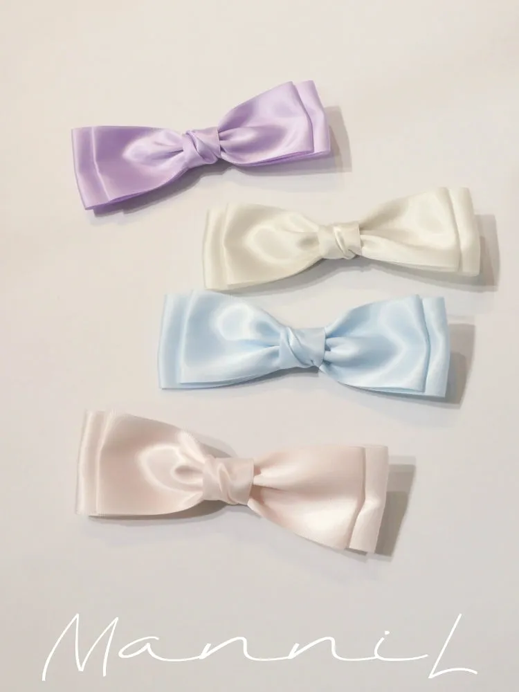 French sweet milk blue double layer large bow