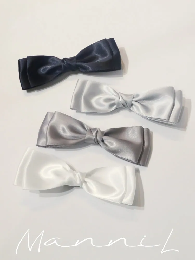 French sweet milk blue double layer large bow